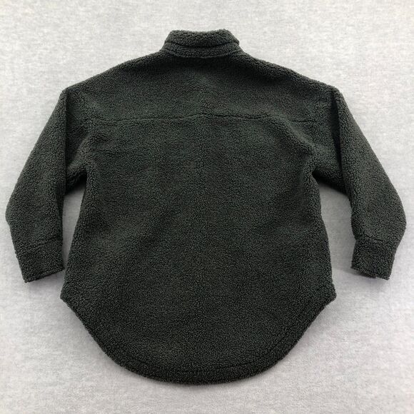 Good American Team Cardinal Oversized Sherpa Shacket Size 0 Green Hidden Button - Picture 15 of 16